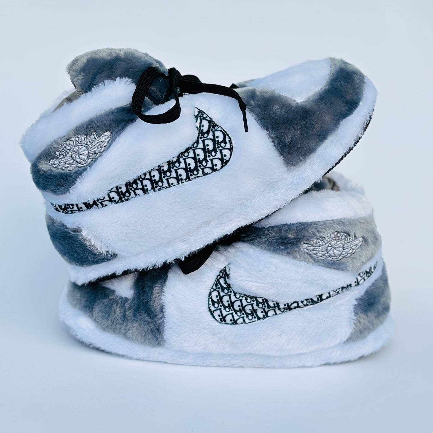 Plush Slippers "Jordan x Dior Silver"