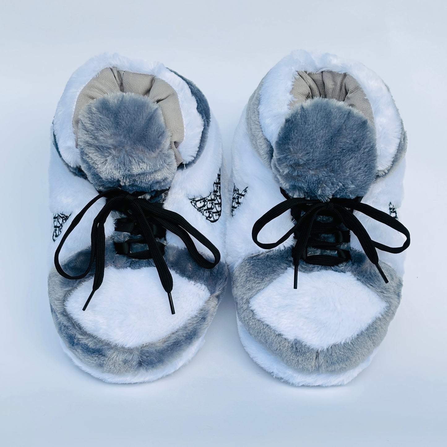 Plush Slippers "Jordan x Dior Silver"